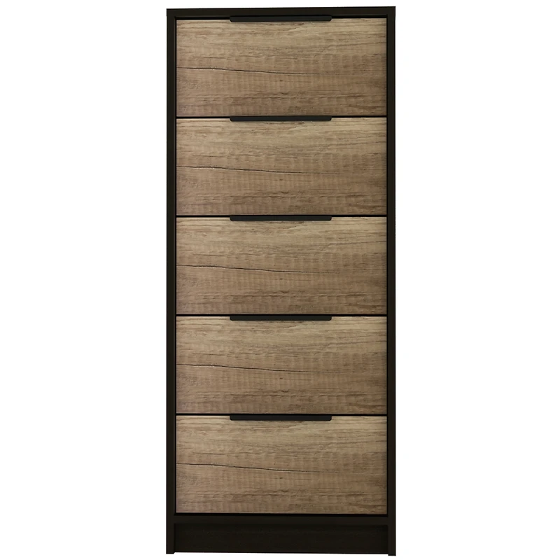 Streamdale Cannon 5-Drawer Rectangle Dresser Black Wengue And Light Oak