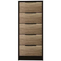 Streamdale Cannon 5-Drawer Rectangle Dresser Black Wengue And Light Oak