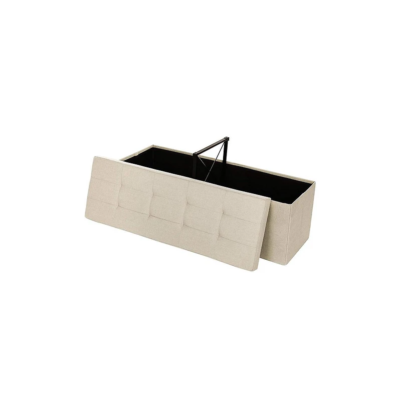 Folding Storage Ottoman Bench with Divider and Lid for Bedroom or Living Room