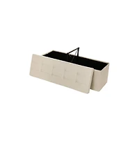 Folding Storage Ottoman Bench with Divider and Lid for Bedroom or Living Room
