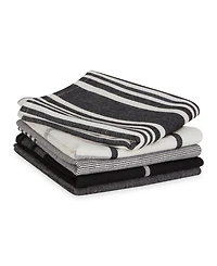 Design Imports Assorted Woven Dishtowel Collection Classic Oversized, 20x28", Black, 5 Piece
