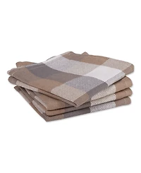 Design Imports Tri-Color Check Collection Kitchen, Dishcloth Set, Stone, 4 Piece