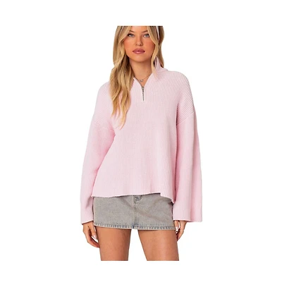 Edikted Women's Amour High Neck Oversized Zip Sweater