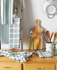 Design Imports Assorted Woven, Kitchen Dishtowel Set, 18x28", Dark Green, 5 Piece