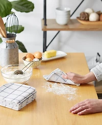 Design Imports Scrubber Dishcloths Collection Windowpane Dishrag Set, 12x12", White/Stonewash Blue Stripe, 6 Piece