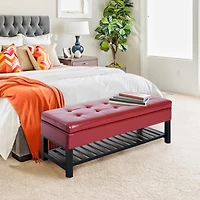 Storage Ottoman Bench Foot Stool Shoe Rack Faux Leather Furniture