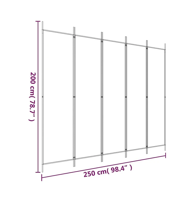 vidaXL 5-Panel Room Divider Brown 98.4"x78.7" Fabric