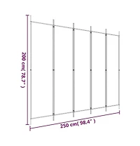vidaXL 5-Panel Room Divider Brown 98.4"x78.7" Fabric