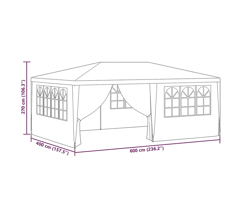 Professional Party Tent with Side Walls 13.1'x19.7' White 0.3 oz/ft²