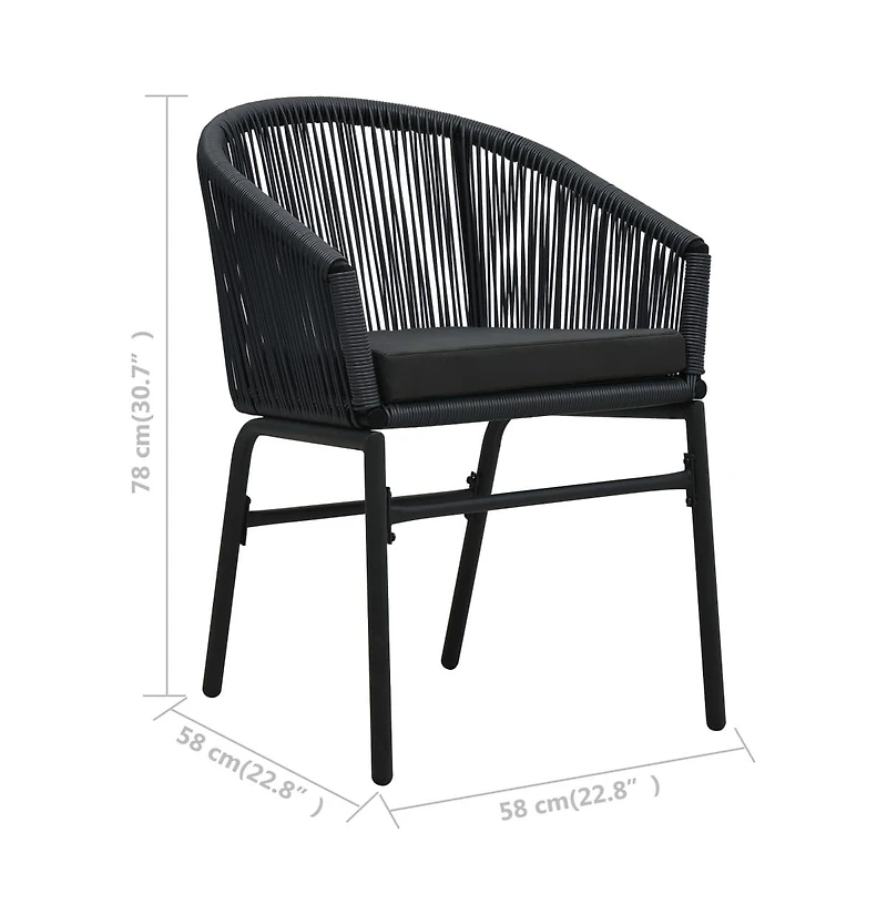 Patio Chairs 2 pcs Black Pe Rattan