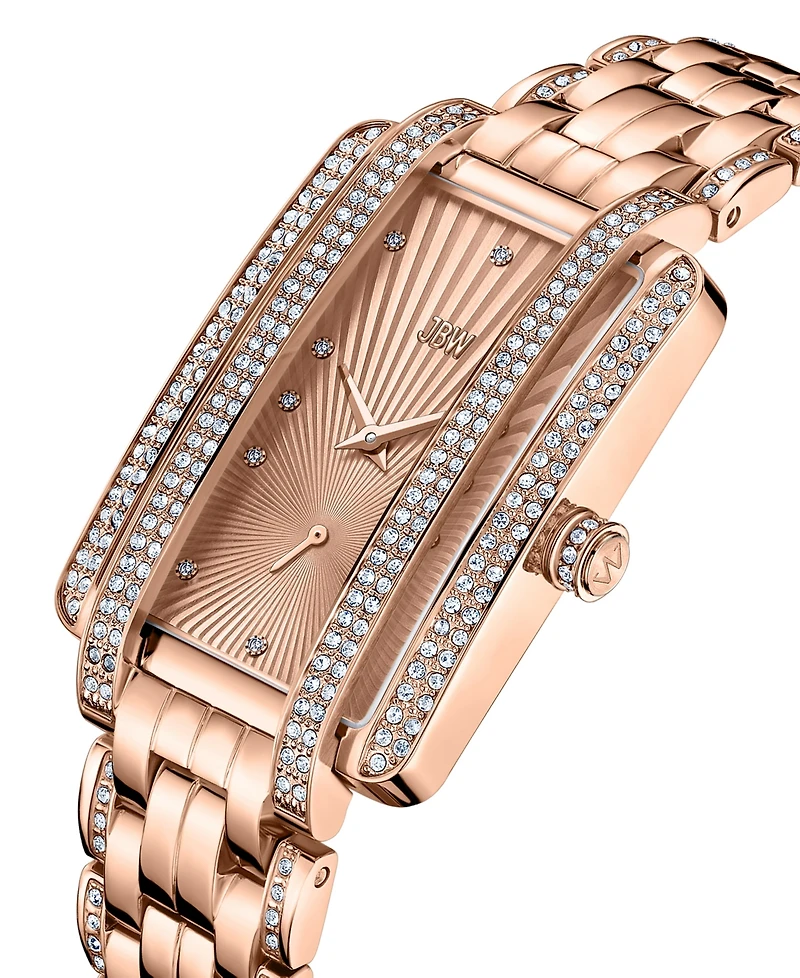 Jbw Women's Mink Diamond (1/8 ct.t.w.) 18K Rose Gold Plated Stainless Steel Watch