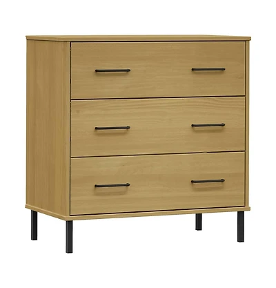 Sideboard with 3 Drawers Brown 30.3"x15.7"x31.3" Solid Wood Oslo