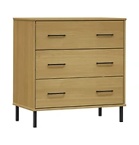 Sideboard with 3 Drawers Brown 30.3"x15.7"x31.3" Solid Wood Oslo