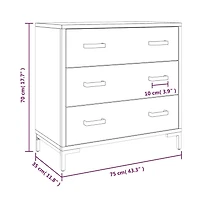 Chest of Drawers Black 29.5"x13.8"x27.6" Solid Wood Pine