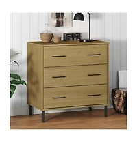 Sideboard with 3 Drawers Brown 30.3"x15.7"x31.3" Solid Wood Oslo