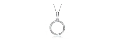 Exclusive White Gold Plated Cubic Zirconia Circle Shaped Pendant Necklace