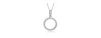 Exclusive White Gold Plated Cubic Zirconia Circle Shaped Pendant Necklace
