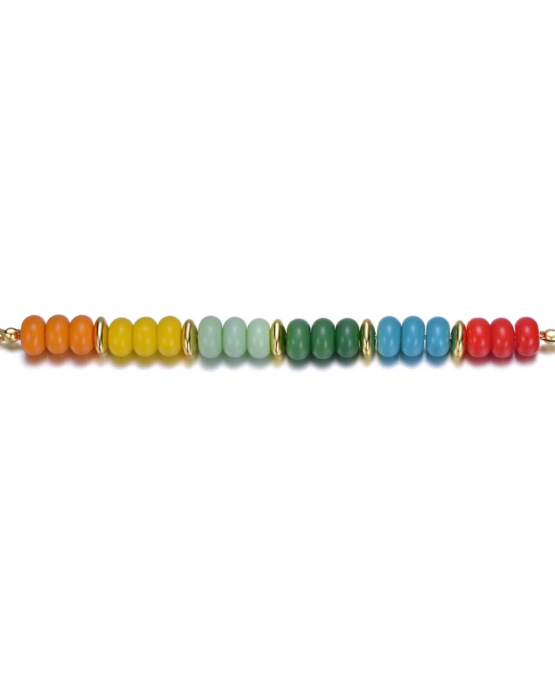 GiGiGirl 14k Yellow Gold Plated Bracelet with 8.2mm Multi Colored Stone Beads for Kids