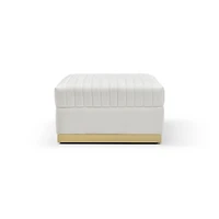 Streamdale Furniture Big Beige Velvet Ottoman with Vertical Tufting
