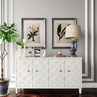 Streamdale White Wash 4-Door Wooden Accent Cabinet
