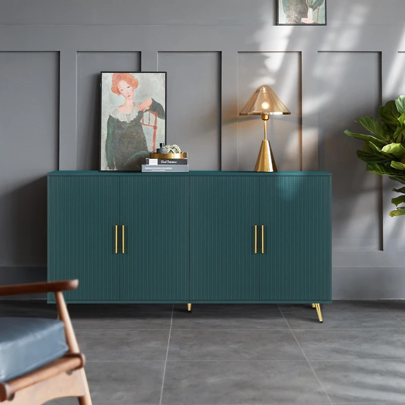Streamdale Green Tv Stand with Storage & Adjustable Shelves
