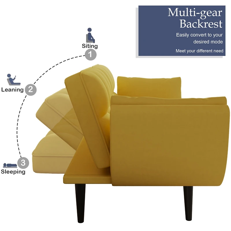 Streamdale Furniture Comfortable 57" Yellow Sofa with Throw Pillow