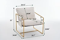 Streamdale Gold-plated Upholstered Armchair with Arm Pockets