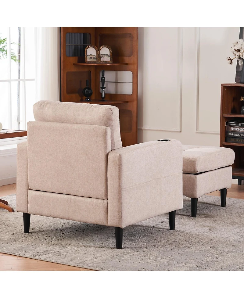 Streamdale Furniture Beige Armchair and Ottoman Set - Comfortable, Stylish, Ideal for Living Room or Bedroom