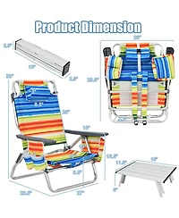 Gymax 3PCS Folding Beach Chair and Table Set Outdoor Adjustable Reclining Chair