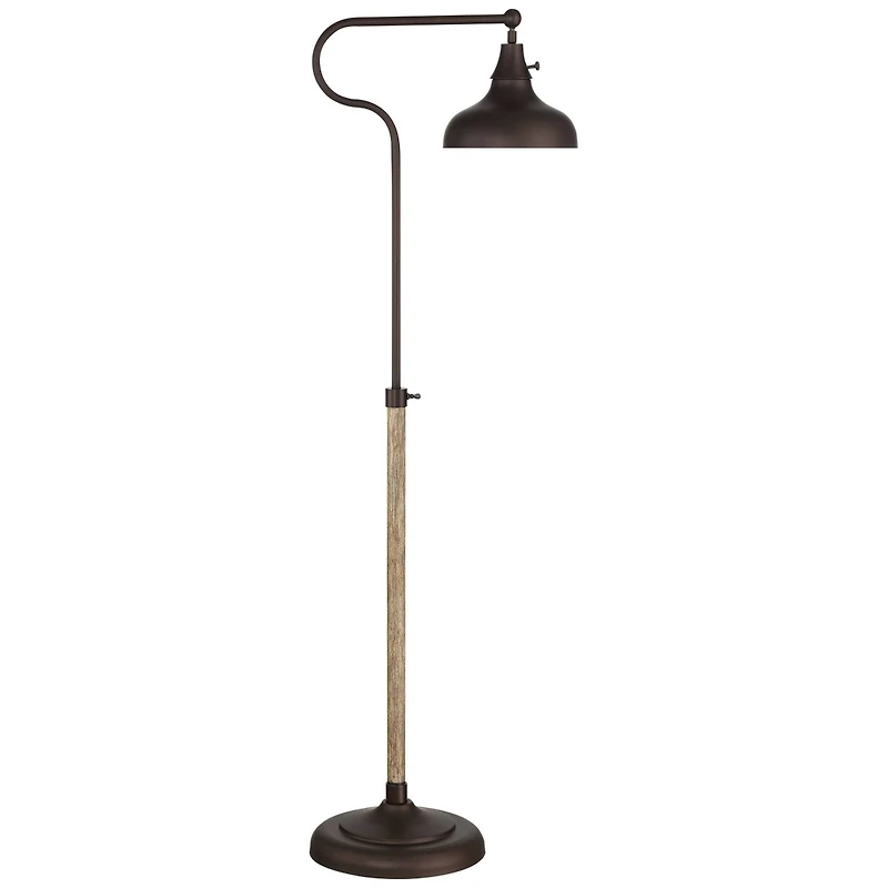 Franklin Iron Works Ferris Rustic Farmhouse Pharmacy Floor Lamp 57" Tall Bronze Faux Wood Grain Adjustable for Living Room Reading Bedroom Office