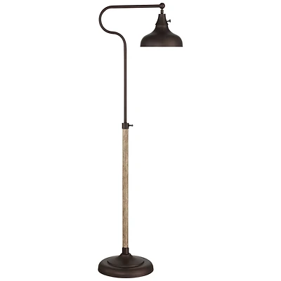 Franklin Iron Works Ferris Rustic Farmhouse Pharmacy Floor Lamp 57" Tall Bronze Faux Wood Grain Adjustable for Living Room Reading Bedroom Office