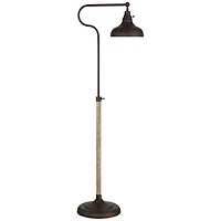 Franklin Iron Works Ferris Rustic Farmhouse Pharmacy Floor Lamp 57" Tall Bronze Faux Wood Grain Adjustable for Living Room Reading Bedroom Office