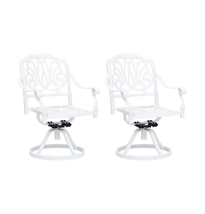vidaXL Swivel Patio Chairs 2 pcs Cast Aluminum White