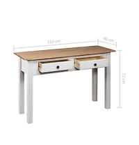 vidaXL Console Table White 43.3"x15.7"x28.3" Solid Pine Wood Panama Range