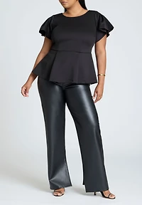 Eloquii Women's Flare Sleeve Peplum Top
