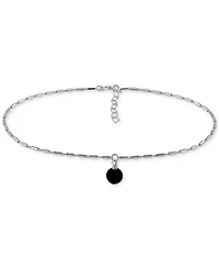 Giani Bernini Onyx Dangle Cylinder Link Ankle Bracelet in Sterling Silver, Created for Macy's