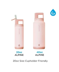 Grosche Alpine Flip 'N Sip Insulated, Leakproof Water Bottle with Straw, 20 Oz, 2pk