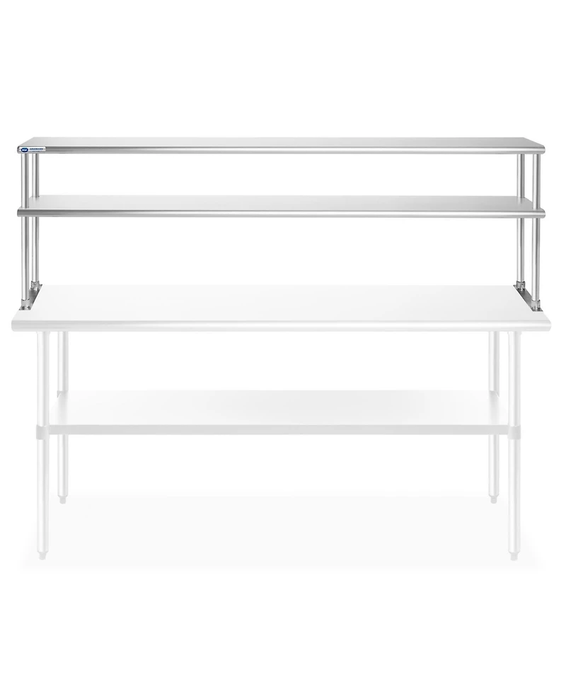 Gridmann Nsf Commercial Stainless Steel Double Overshelf 72" x 12" for Prep & Work Table