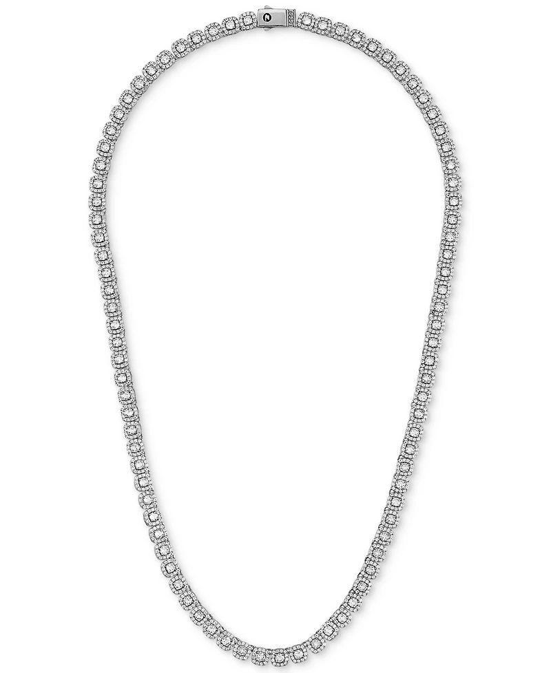 Esquire Men's Jewelry Cubic Zirconia 22" Tennis Necklace in Sterling Silver, Created for Macy's