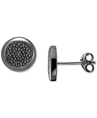 Men's Black Diamond Circle Cluster Stud Earrings (1/3 ct. t.w.) Rhodium-Plated Sterling Silver or (Also White Diamonds)