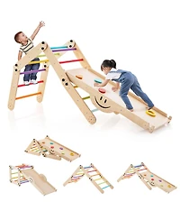 Wooden Climbing Toys for Toddlers Jungle Gym with Reversible Ramp, Seesaw, Climber
