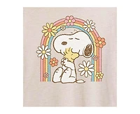 Hybrid Apparel Trendy Juniors Peanuts Floral Graphic Oversized Tee