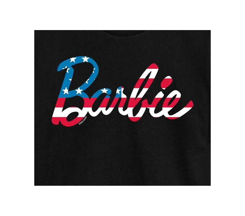 Hybrid Apparel Trendy Juniors Barbie Flag Cropped Tee