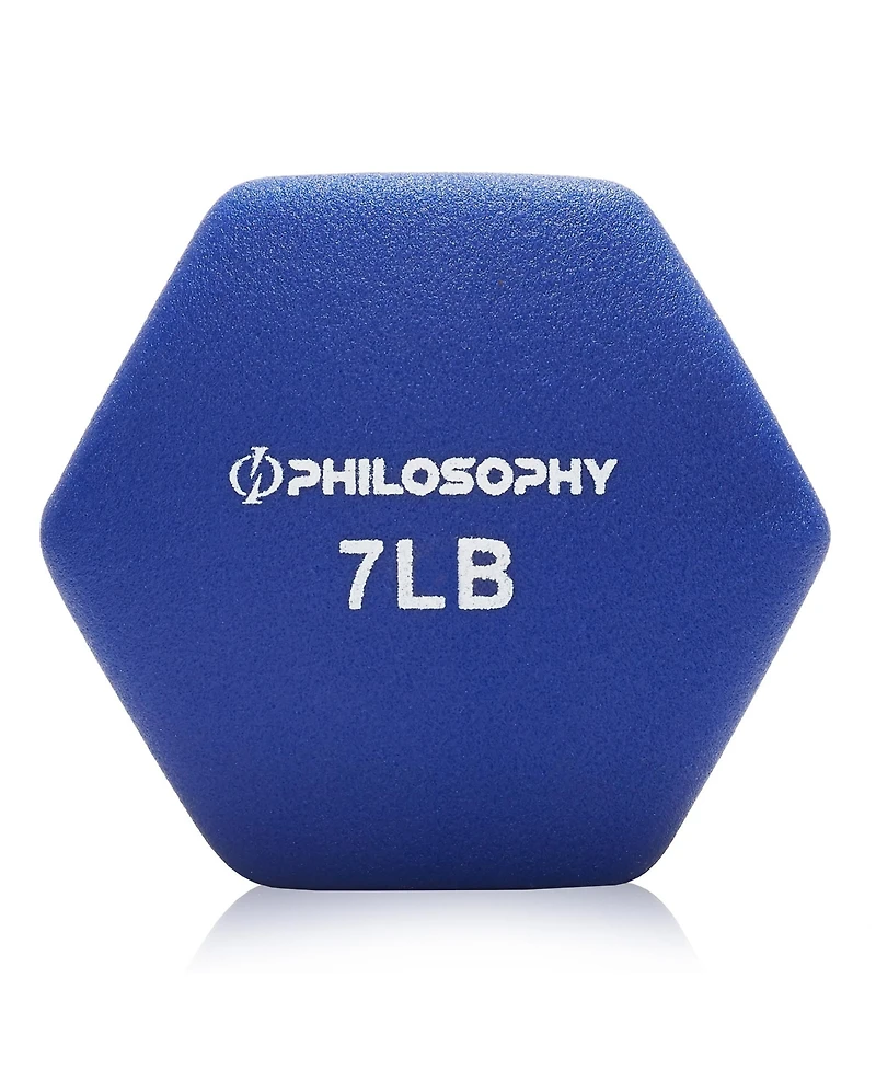Philosophy Gym Neoprene Dumbbell Hexagon Hand Weights, 7 lb Pair - 14 lb Total