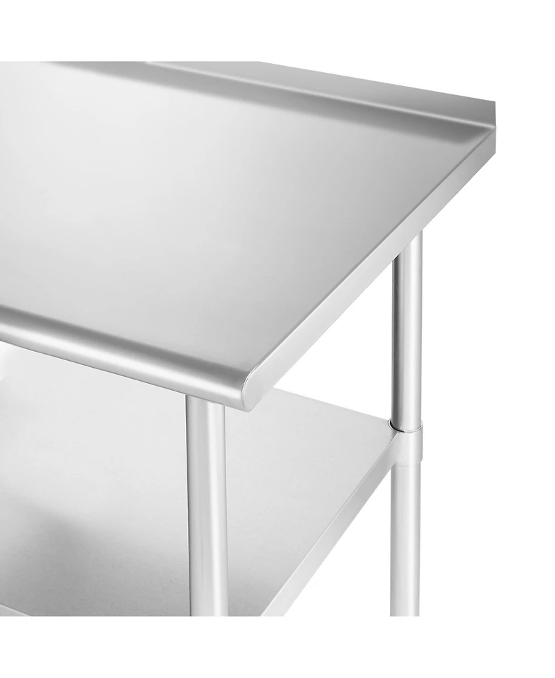 Gridmann 36 x 24 Inch Stainless Steel Table w/ Backsplash and Undershelf, Nsf Commercial Kitchen Work & Prep Table