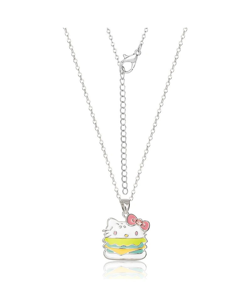 Sanrio Hello Kitty Enamel and Pink Cyrstal Cafe Hamburger 3D Pendant