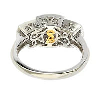 Suzy Levian Sterling Silver Cubic Zirconia Brown Three Stones Halo Ring