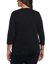 Ella Rafaella Plus Cotton 3/4 Sleeve Henley Top