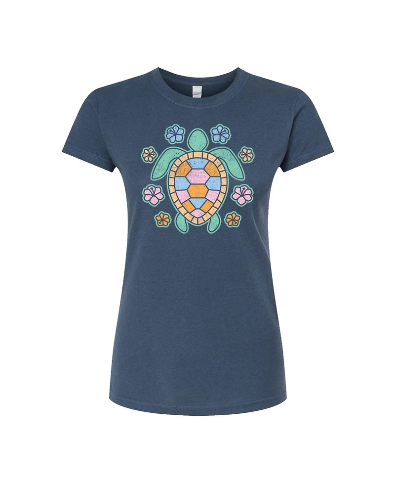 Hybrid Apparel Trendy Juniors Turtle Flower Graphic Tee