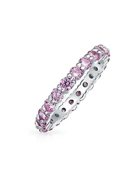 Bling Jewelry Cubic Zirconia Stackable Cz Eternity Thin 3MM Band Ring Sterling Silver